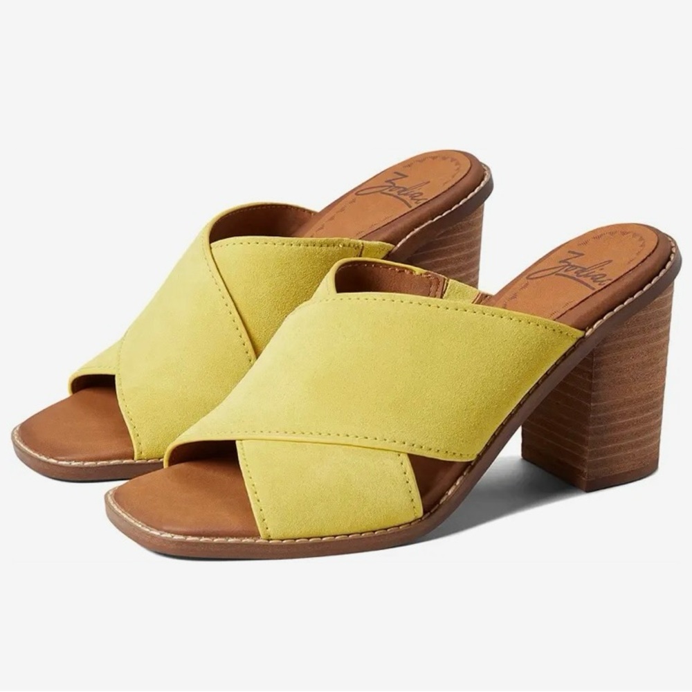 Zodiac Dree Sunflower Leather Block Heel Open Toe Slip On Sandal Women’s Sz 7